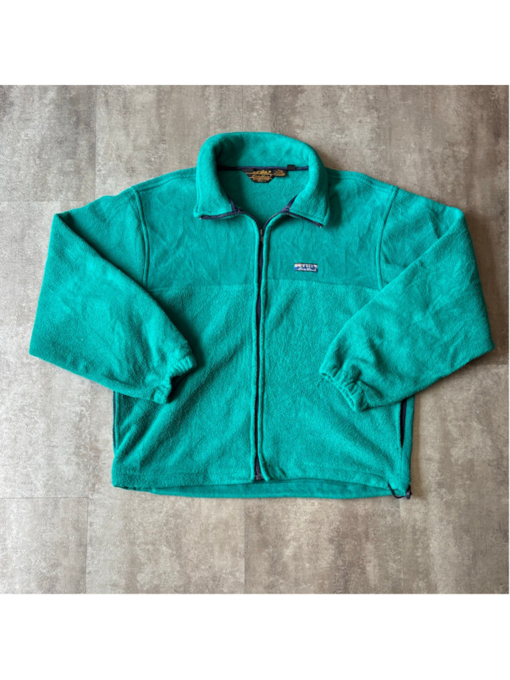 Vintage 80s Eddie Bauer Fleece Full Zip Jacket Mens Medium Teal Talon Zipper